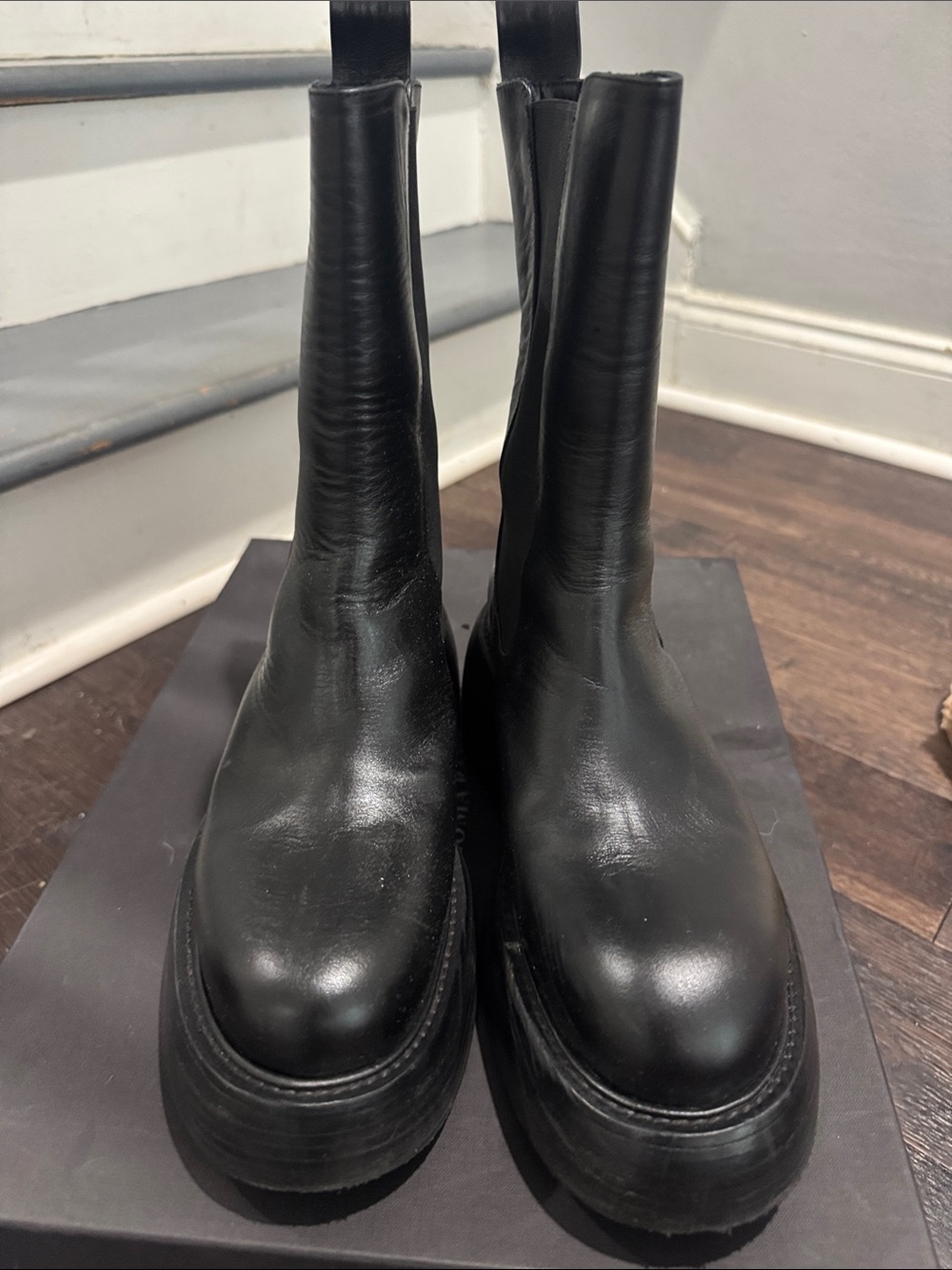 Black Leather Boots- worn once